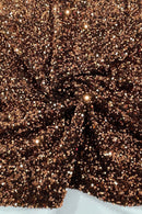 58/60" Velvet Sequins Stretch Fabric - Brown - Velvet Sequins 2 Way Stretch By Yard