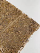 My Lady Beaded Fabric - Brown - Damask Beaded Sequins Embroidered Fabric By Yard