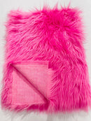 60" Solid Shaggy Faux Fur - Bubble Gum - Long Pile Luxury Shaggy Soft Faux Fur Fabric By Yard