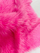 60" Solid Shaggy Faux Fur - Bubble Gum - Long Pile Luxury Shaggy Soft Faux Fur Fabric By Yard