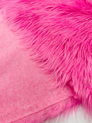 60" Solid Shaggy Faux Fur - Bubble Gum - Long Pile Luxury Shaggy Soft Faux Fur Fabric By Yard
