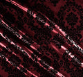 Flocked Damask Taffeta Fabric - Flocked Velvet Fancy Damask Design Taffeta Sold By Yard