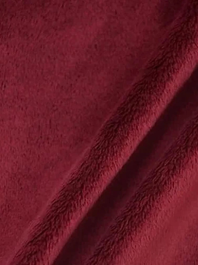 Soft Minky Faux Fur 3.mm Fabric - Burgundy - 60" Soft Minky Blanket Fabric by the Yard