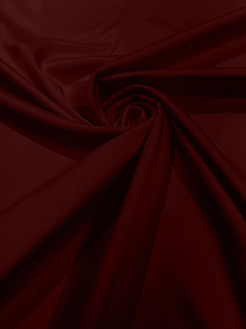 Matte L'Amour Stretch Satin - Burgundy - Stretch Satin Fabric For Bridal, Prom Dress Sold By Yard