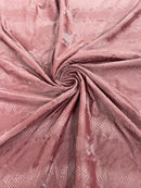 Matte Snake Skin Print Fabric - Burgundy - Snake Stretch Spandex Costume, Legging Fabric By Yard