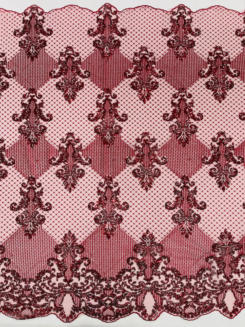 Corded Lace - Burgundy