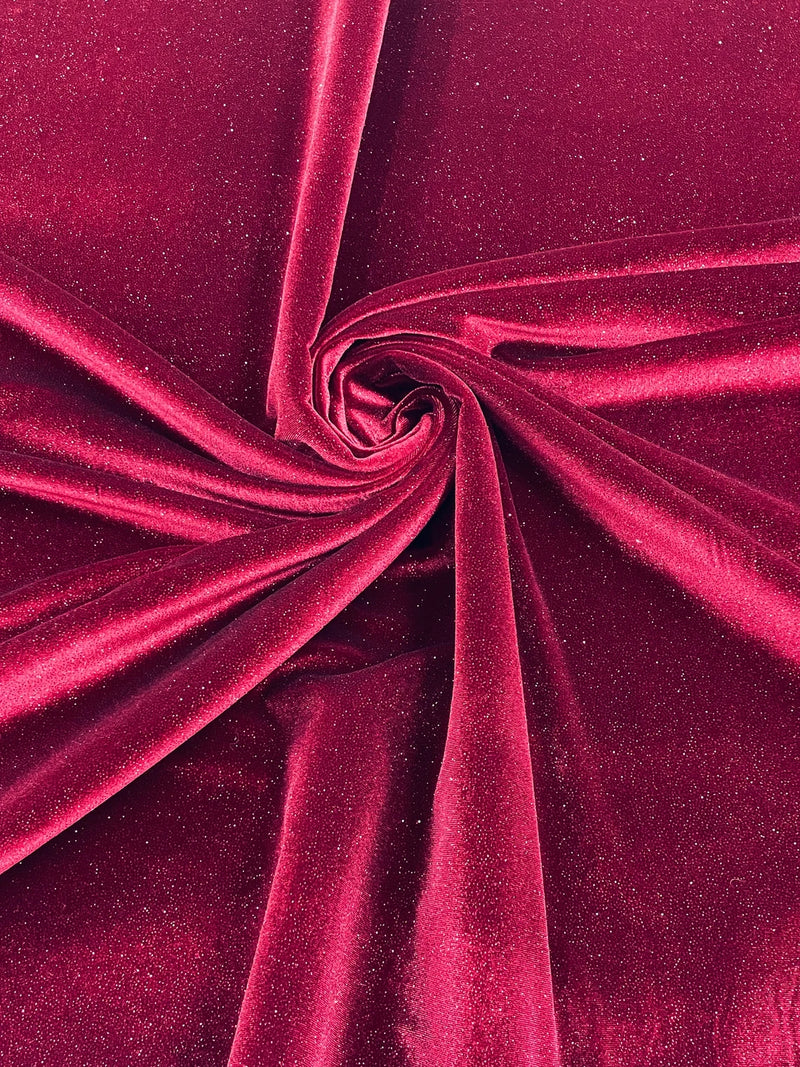 58"/60 Glitter Stretch Velvet Fabric - High Quality Velvet with Glitter Sold By Yard