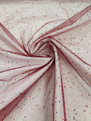 Sparkle Tulle Glitter Fabric - Burgundy - Tulle Fabric with Sparkle Glitter Sold By Yard