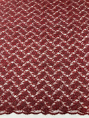 Pearls and Sequins Floral Fabric - Burgundy - Embroidered Beaded Sequins Fabric Lace By Yard