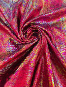 Burgundy Iridescent Illusion Anaconda Foil Printed On Stretch Velvet - Sold By The Yard
