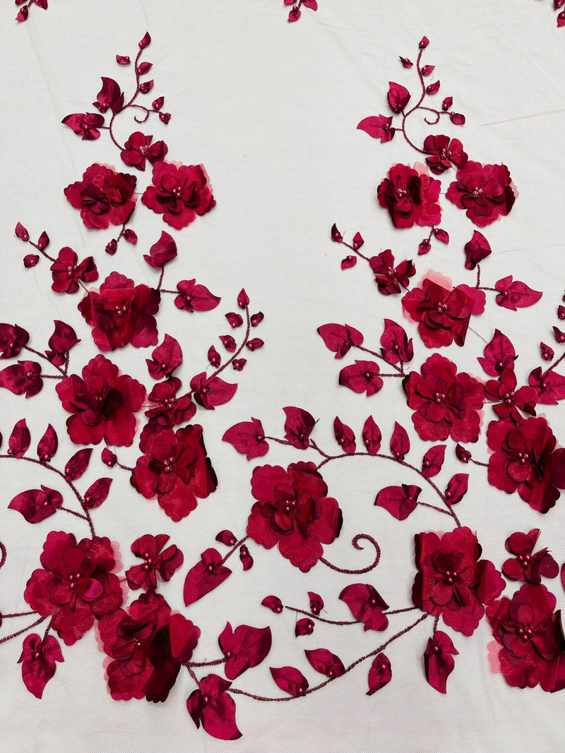 3D Orquidia Floral Lace - Burgundy