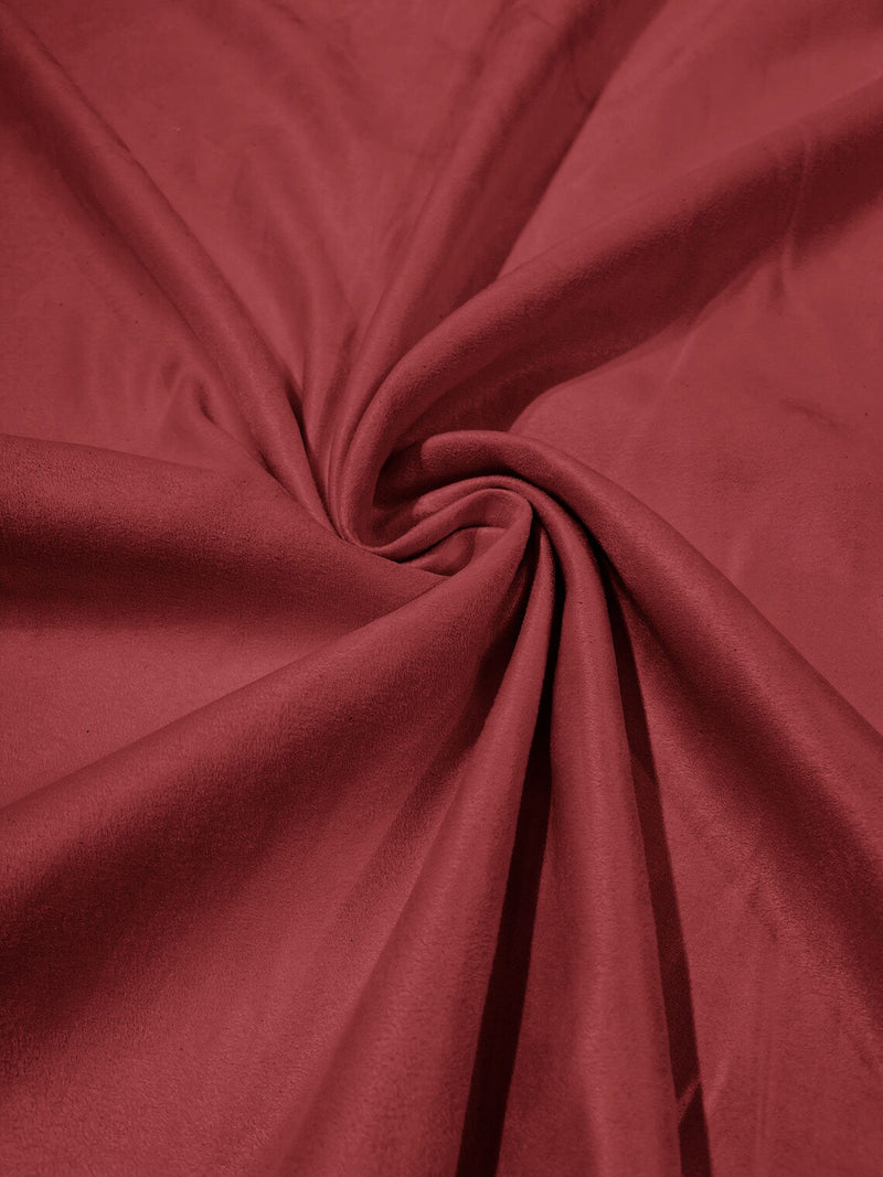 58" Faux Micro Suede Fabric - Burgundy - Polyester Micro Suede Fabric for Upholstery / Crafts / Costume By Yard