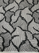 Black Beaded Fabric by yard, Bridal beaded, Damask Pattern Beads and Sequins