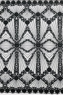 Black Beaded Geometric Pattern Beaded Fabric by the yard, Embroidery Beaded Lace Fabric (Copy) (Copy) (Copy)