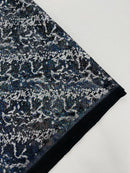 Black Silver Glitter Snake Design Shattered Glass Nylon Spandex Fabric By Yard, Snake Flocking Hologram, Glitter Snake Nylon Spandex