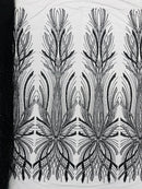 Black Embroidery Beaded Fabric by Yard, Sequin on a Mesh with Floral Lace