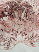 Blush Beaded Fabric By The Yard, Luxury Geometric Design Beads and Sequins (Copy) (Copy)