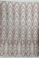 Blush Luxury Beaded Pattern Fabric by the yard, Embroidery Beaded Lace Fabric