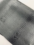 Black Ostrich Gator Embossed Vinyl Fabric By Yard, Crocodile Ostrich Vinyl Leather Upholstery