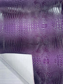 Purple Faux Crocodile Vinyl Leather Upholstery Fabric By The Yard, Big 3D Crocodile Vinyl Fabric