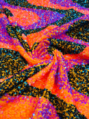 Wavy Line Design Velvet Sequins - Velvet Sequins Fabric 2 Way Stretch 58"- 60" By Yard