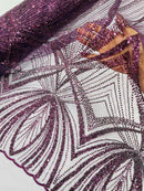 Plum Embroidery Beaded Fabric By The Yard