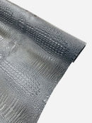 Gray Faux Crocodile Vinyl Leather Upholstery Fabric By The Yard, Big 3D Crocodile Vinyl Fabric