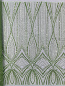 Sage Embroidery Beaded Fabric By The Yard