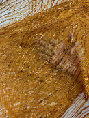 Burnt Orange Glitter Mesh Lace Fabric Prom/Dress By The Yard