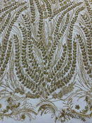 Champagne Silver Rhinestone Glitter Mesh Fabric Shiny Glitter Mesh Rhinestone Detail Fabric by Yard