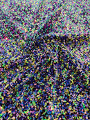 Multi Color Iridescent Sequin Fabric: Black Stretch Velvet (58/60" Wide)