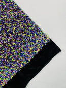 Multi Color Iridescent Sequin Fabric: Black Stretch Velvet (58/60" Wide)