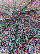 Multi Color Confetti Iridescent Sequin Fabric: Red Stretch Velvet (58/60" Wide)