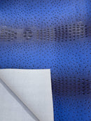 Royal Blue Ostrich Gator Embossed Vinyl Fabric By Yard, Crocodile Ostrich Vinyl Leather Upholstery