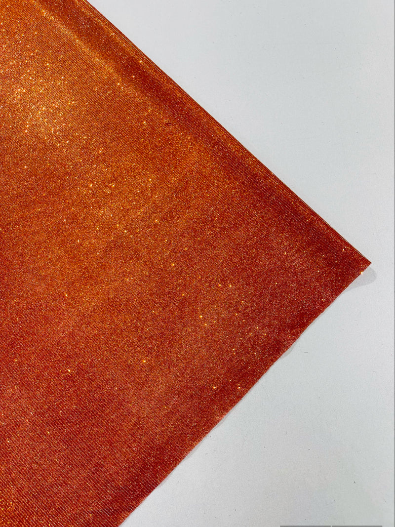 Shimmer Glitter Fabric - Orange - Luxury Sparkle Stretch Solid Fabric Sold By Yard