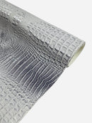 Silver White Faux Crocodile Vinyl Leather Upholstery Fabric By The Yard, Big 3D Crocodile Vinyl Fabric