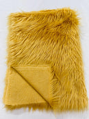 60" Solid Shaggy Faux Fur - Camel - Long Pile Luxury Shaggy Soft Faux Fur Fabric By Yard