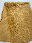 60" Solid Shaggy Faux Fur - Camel - Long Pile Luxury Shaggy Soft Faux Fur Fabric By Yard