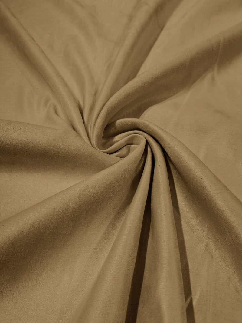 58" Faux Micro Suede Fabric - Camel - Polyester Micro Suede Fabric for Upholstery / Crafts / Costume By Yard