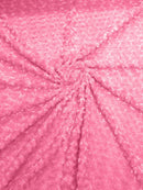 Minky Rose Swirl Fabric - Candy Pink - 58" Blossom Ball Rosebud Plush Fur Soft Fabric By Yard