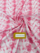 Jasmine Flower Fabric - Candy Pink - Embroidered Floral Design Lace Mesh Bridal Fabric By Yard