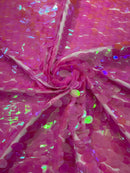 Oval Jumbo Paillette Sequins - Candy Pink - Big Oval Paillette Sequins Design Fabric By Yard