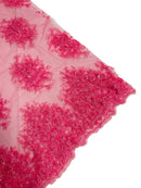 Floral Beaded Gaviota Fabric - Candy Pink - Beaded Floral Design Embroidered On Mesh Sold By Yard