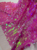 Oval Jumbo Paillette Sequins - Candy Pink - Big Oval Paillette Sequins Design Fabric By Yard