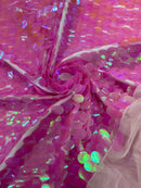 Oval Jumbo Paillette Sequins - Candy Pink - Big Oval Paillette Sequins Design Fabric By Yard