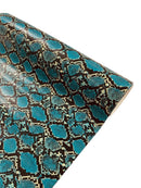 Python Snake Print Vinyl Fabric - Caribbean Turquoise -  Faux Animal Snake Print Vinyl Fabric by Yard