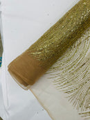 Champagne Gold Glitter Mesh Lace Fabric Prom/Dress By The Yard