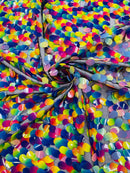 Oval Jumbo Paillette Sequins - Multi Color Iridescent on Black - Big Oval Paillette Sequins Design Fabric By Yard