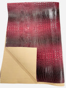 Burgundy Faux Crocodile Vinyl Leather Upholstery Fabric By The Yard, Big 3D Crocodile Vinyl Fabric