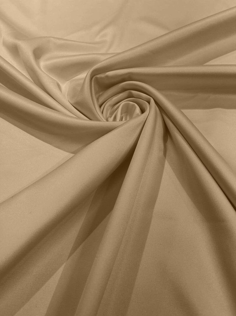 Matte L'Amour Stretch Satin - Champagne - Stretch Satin Fabric For Bridal, Prom Dress Sold By Yard